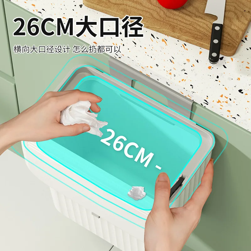 9L Compost Bin for Kitchen Hanging Bin with Lid Waste Bin for Office Practice Motorhome Bathroom Changing Room Mount on Cupboard