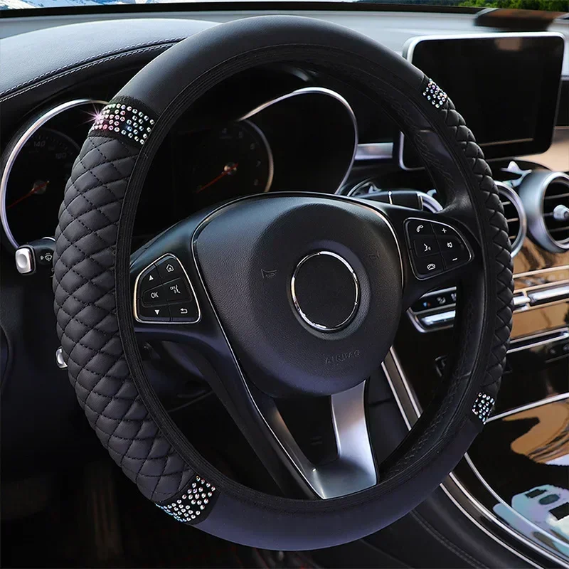 Soft Braid on Car Steering Wheel Cover For 37 - 38 CM  Anti-slip Inner Ring  Steering-Wheel Car Styling Carpet No inner ring