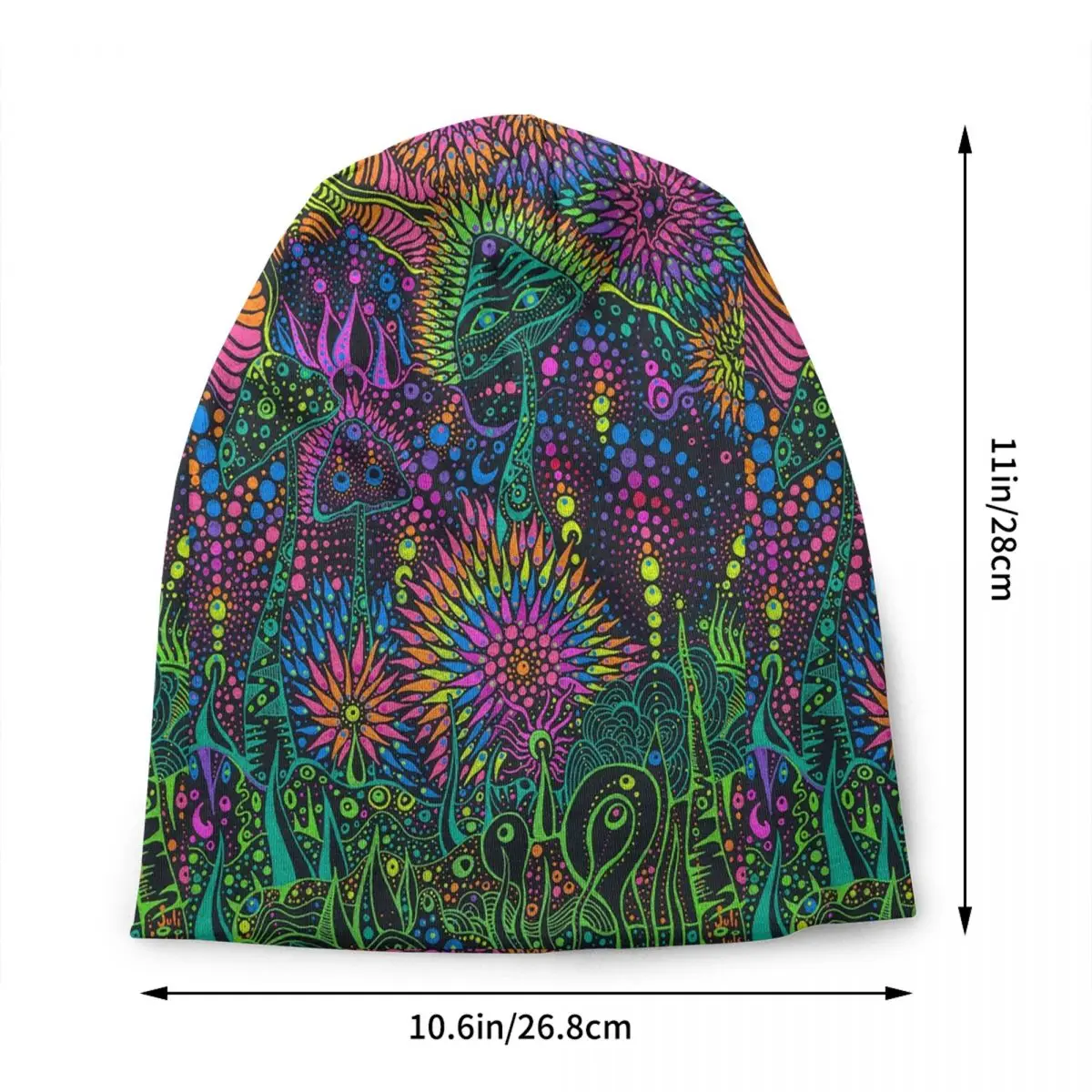 Magic Mushroom Moonrise Trippy Psychedelic Neon Pastel Goth Skullies Beanies Caps Winter Warm Knitted Hat Bonnet Hats Ski Cap