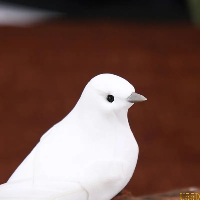 U55D 12 Pcs Artificial Doves Fake Foam Bird with Clips Christmas Home Wedding Decor