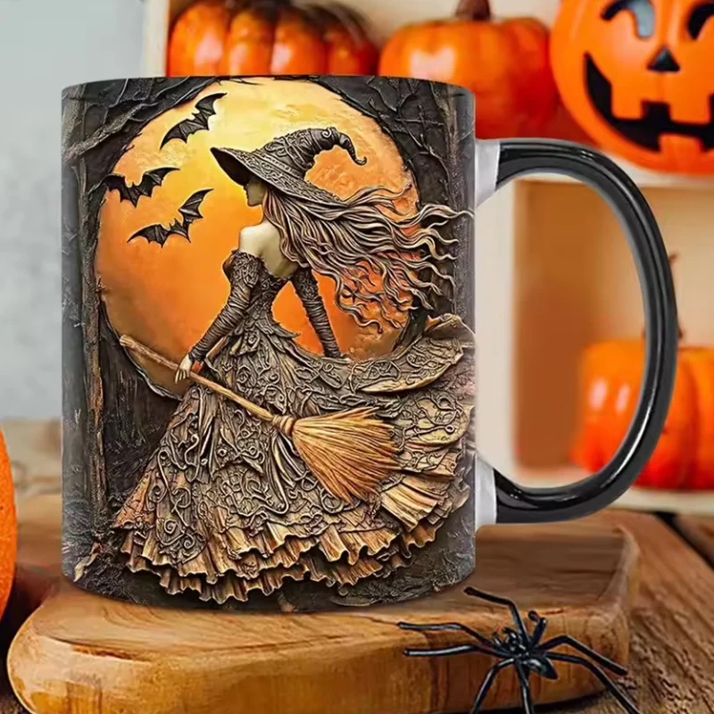 

301-400ml Halloween Witch Coffee Mug Ceramic Coffee Mug Tea Cup For Home Holiday Party Kitchen Desktop Decoration Halloween Gift
