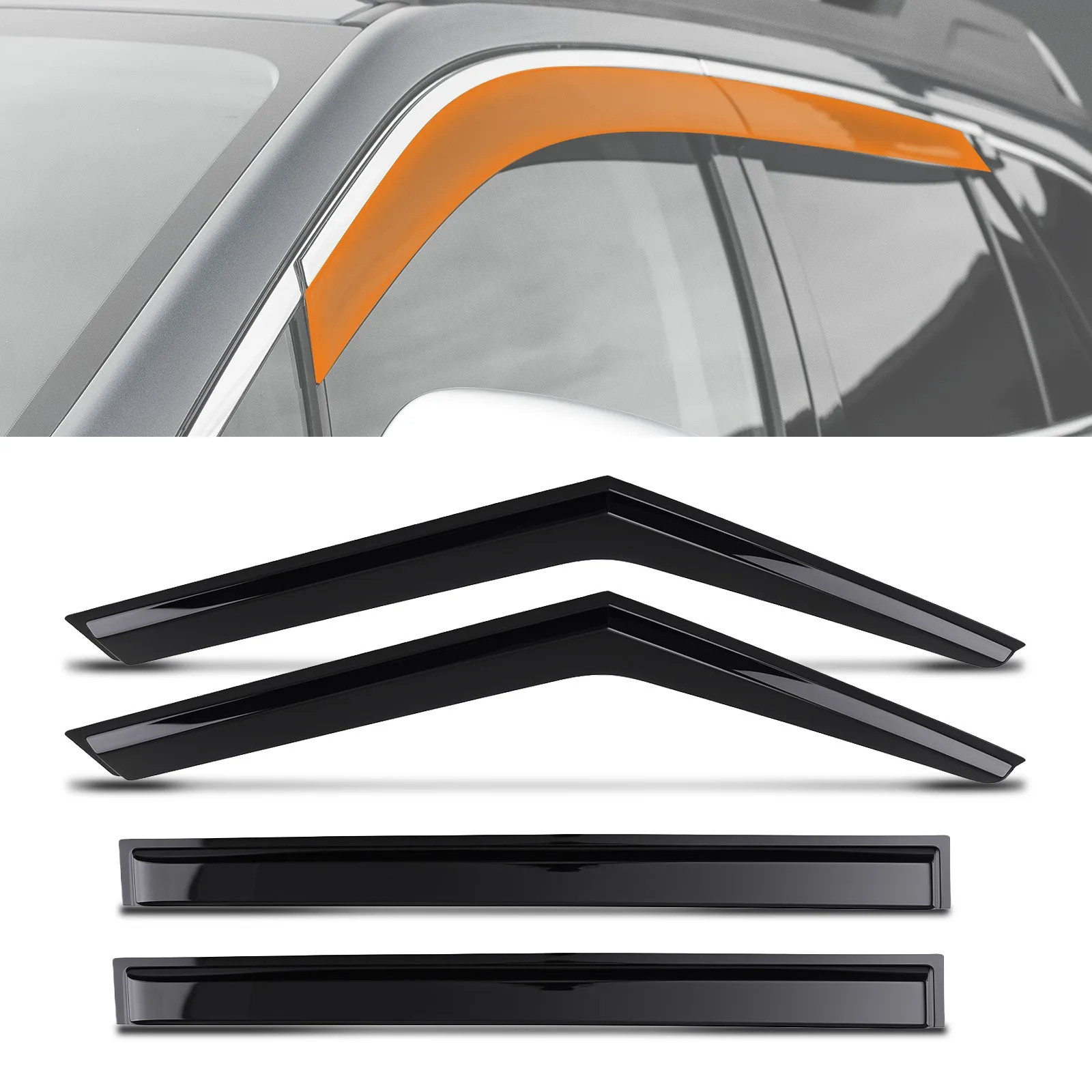 Outside Window Visors Wind Deflectors for Kia Soul 2014-2019 4pc Black Set