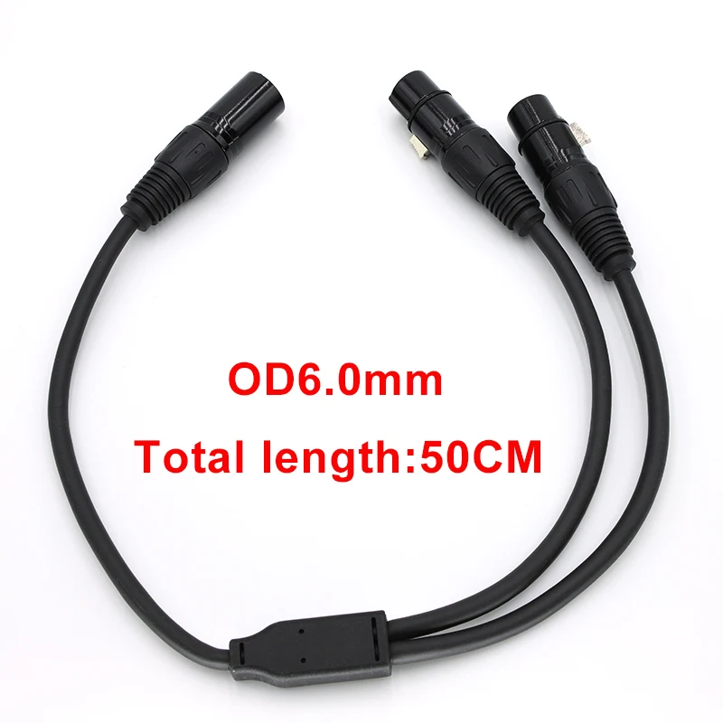 50cm 3Pin XLR 1 Male To 2 Female Audio Extension Cable Microphone Y Audio Splitter Cord Line For  DVD Player Microphone