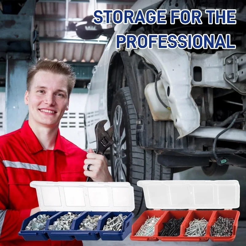 1/2Pcs Multi-Compartment Hardware Tool Box For Screws Small Parts Hardware Jewelry Box Plastic Storage Container With Flip Cover