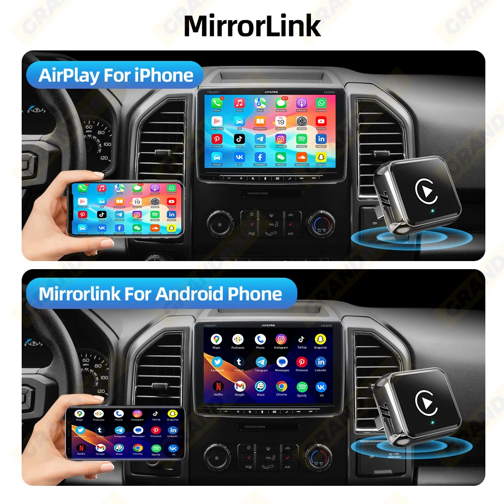 4-in-1 Dongle Kabelloser Carplay-Adapter USB Plug & Play WiFi Bluetooth für iPhone Carplay Airplay Android Auto Mirrorlink Verbindung – Detail 9
