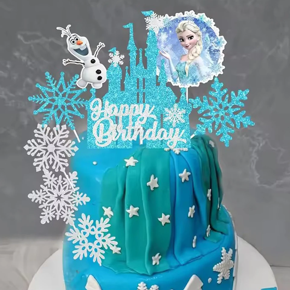 8 قطع ديزني فروزن كعكة عيد ميلاد الديكور للأطفال لصالح كعكة القبعات العالية آنا إلسا الأميرة كب كيك توبر للفتيات كعكة لوازم