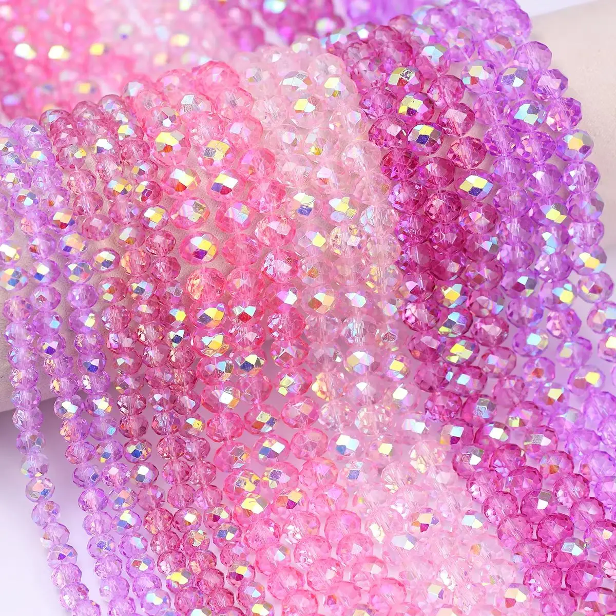 Rosa Flache Runde Österreichische Kristallperlen Glas-Spacer Lose Perlen für Schmuckherstellung DIY Armband Halskette Zubehör 4 6 8mm