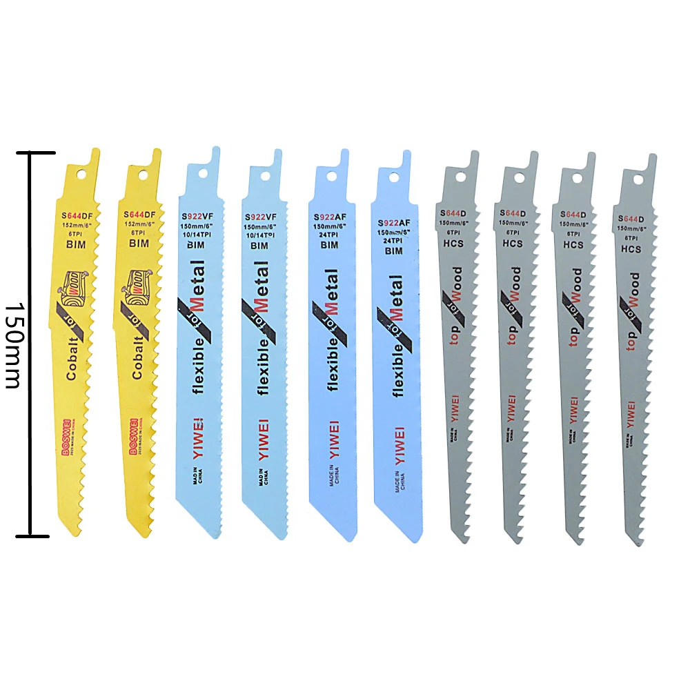 10PC Horseback Reciprocating Saw Blade For Cutting Various Types Of Wood Metal Plastic Aluminum Pipes Curved Saw Blade Set