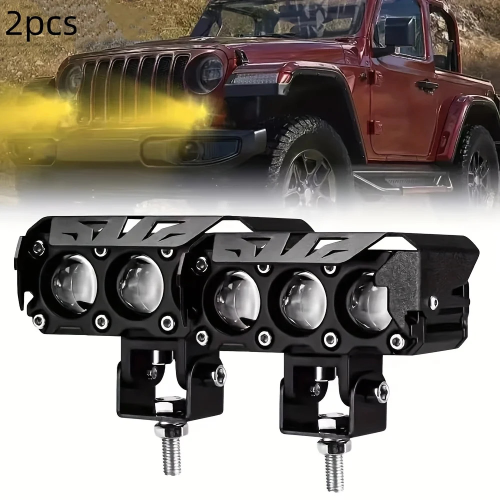 

4inch LED Motorcycle Lights Dual Color Yellow White Motorcycle Pod Lights Work Lights offroad lights Fit for Motorcycle Truck Ca