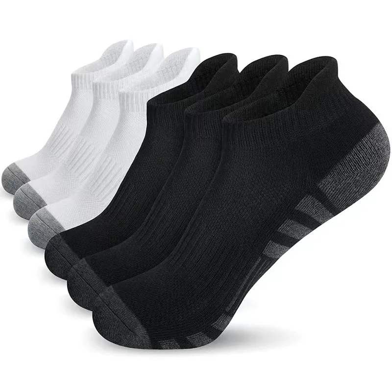 6 Paar Knöchel-Sportsocken, gepolsterte, atmungsaktive, niedrig geschnittene Sportsocken aus Baumwolle für Männer und Frauen