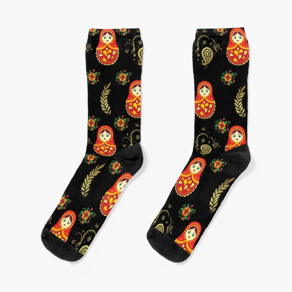 Matryoshka-calcetines térmicos de invierno para hombre y mujer, conjunto de calcetines con patrón de muñeca rusa