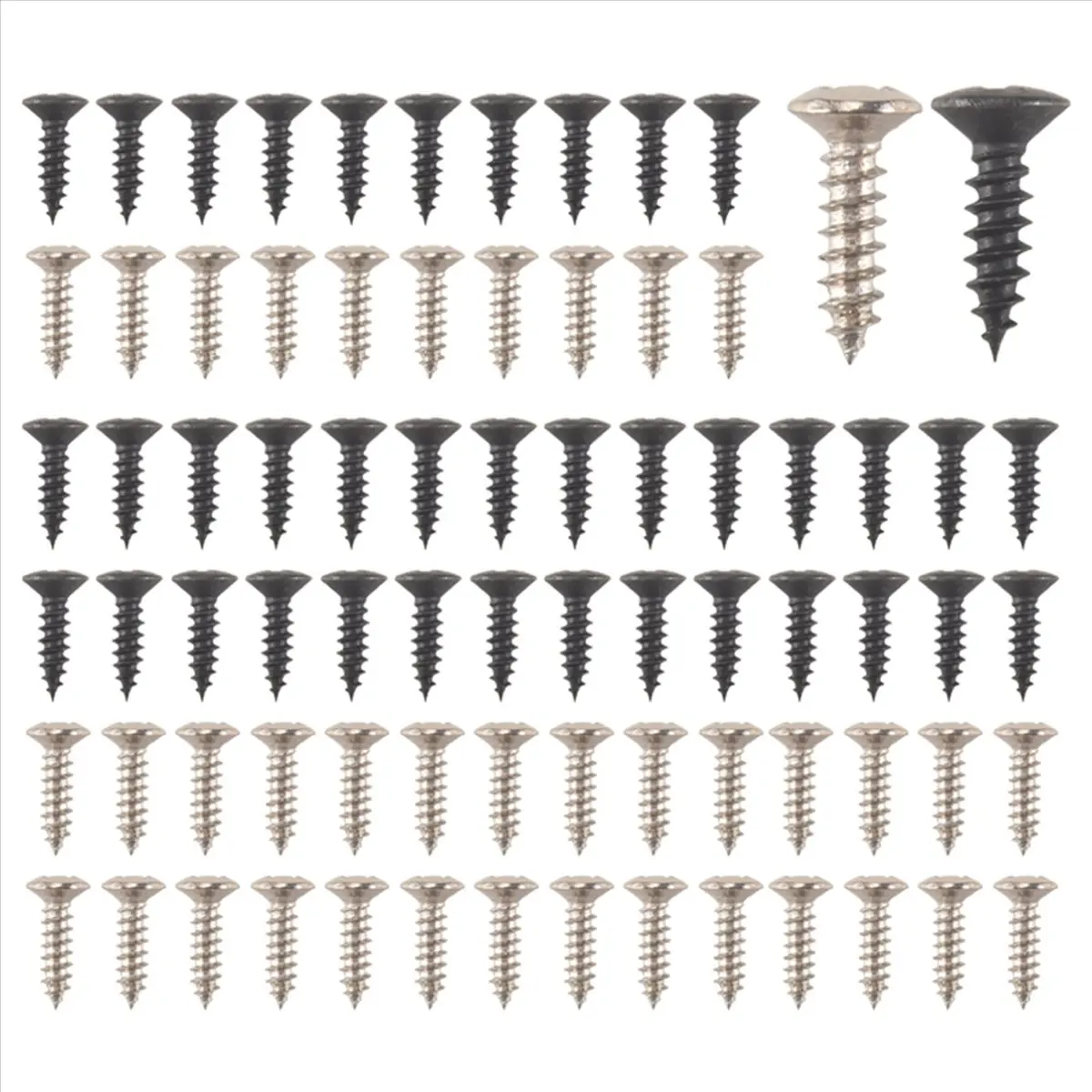 【STOCK】200 Piece And Guitar Pickguard Mounting Screws Scratch Plate, Silver And Black