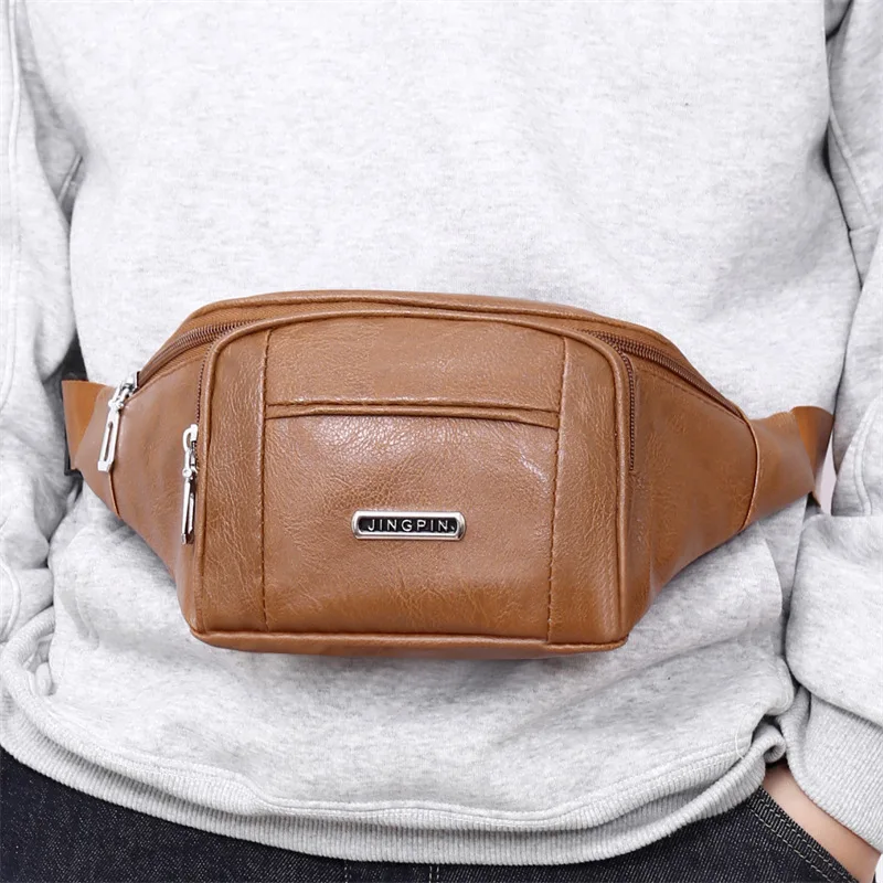 2025 New Men's Multi-functional Waist Bag for Mobile Phones, PU Waterproof and Wear-resistant Men's Crossbody Chest Bag