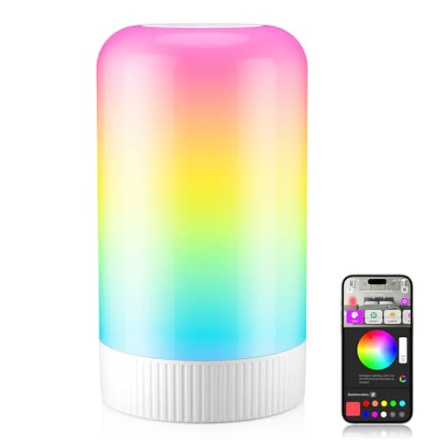 

RGBICWW Smart Table Lamp, Touch Bedside Lamp with App Control, LED Desk Lamp with Music Sync, 30+ Scenes and 16M Colors, Color