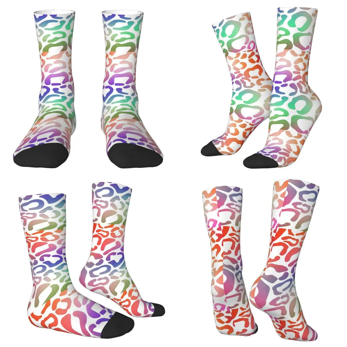 All Seasons Crew Stockings Colour Gradient Leopard Print Socks Harajuku Long Socks for Men Women Valentine's Day Gifts