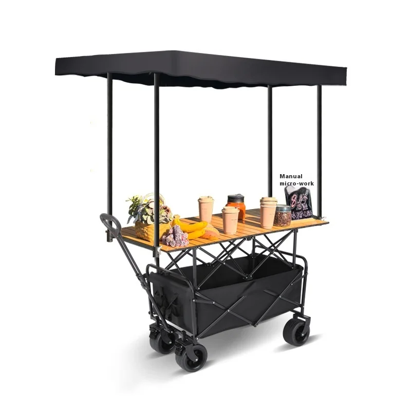 

Large Capacity Outdoor Collapsible Folding Trolley Wagon Cart Utility Street Vending Cooler Box for Fishing Shopping & Camping