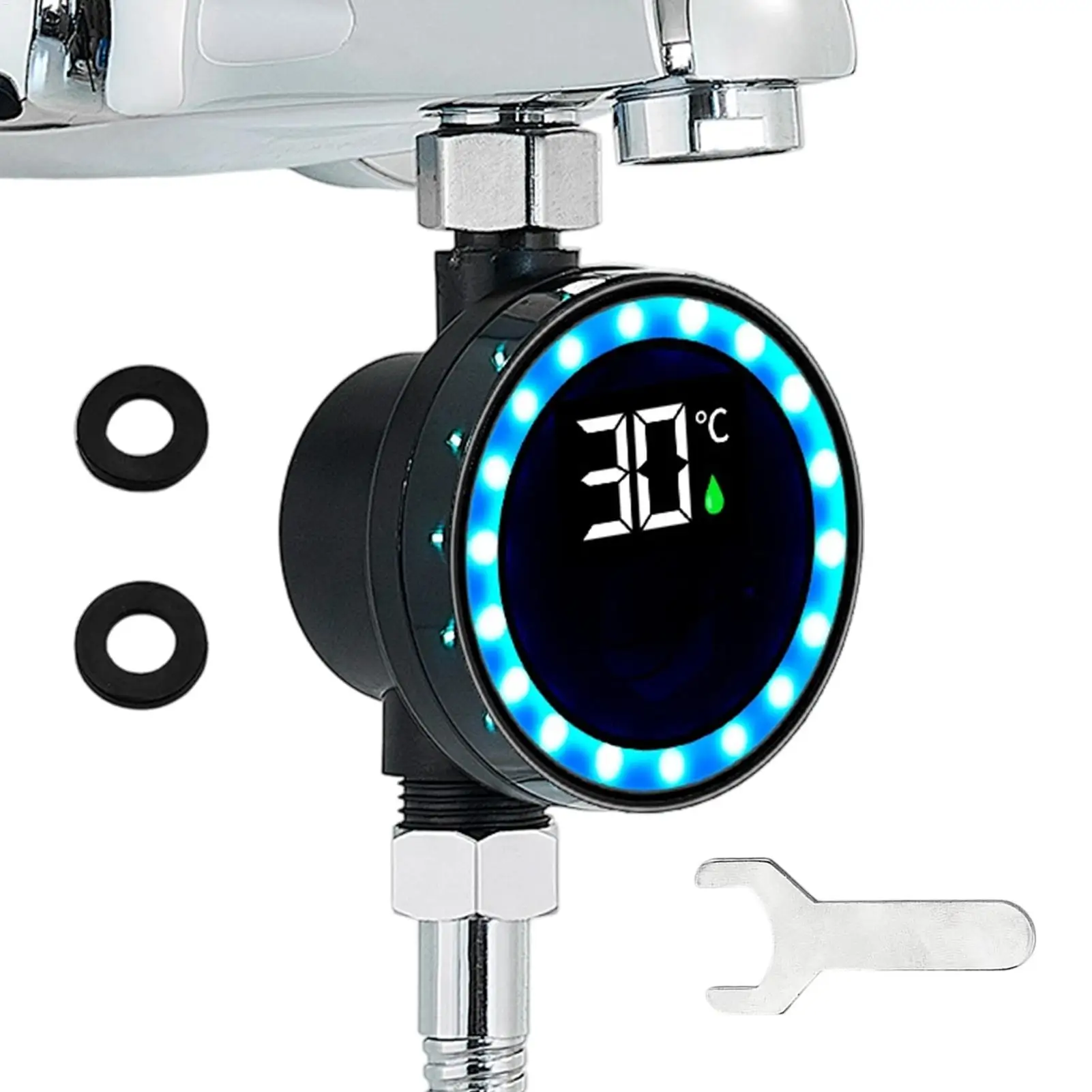 Digital Shower Water Thermometer LED Display Fast Reading Temperature Meter for Kids Baby Bath Safety Kitchen Bathroom Faucet