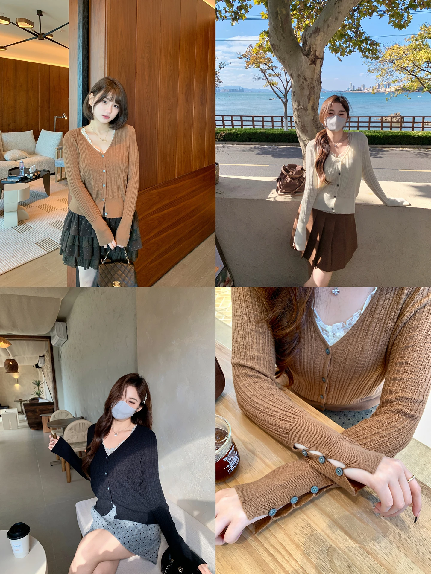 

Maixi plus Size Women's Knitted V-Ne Open Cardigan with Lace Vest Casual Loose Fit Spring Faion Set for aped