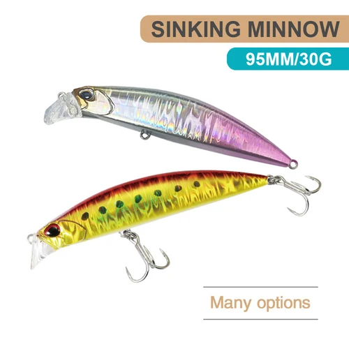 Imagen 2 del producto Señuelos de Pesca de 9,5 cm y 30g, cebo duro Artificial de fundición larga para agua salada, pececillo Wobbler, MN711