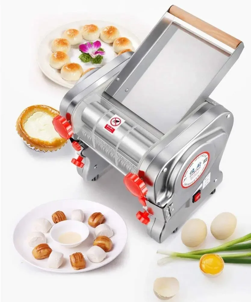 750W 110V Stainless Steel Commercial Electric Noodle Making Pasta Maker Dough Roller Noodle Cutting Machine(Noodle Width 18CM,Kn