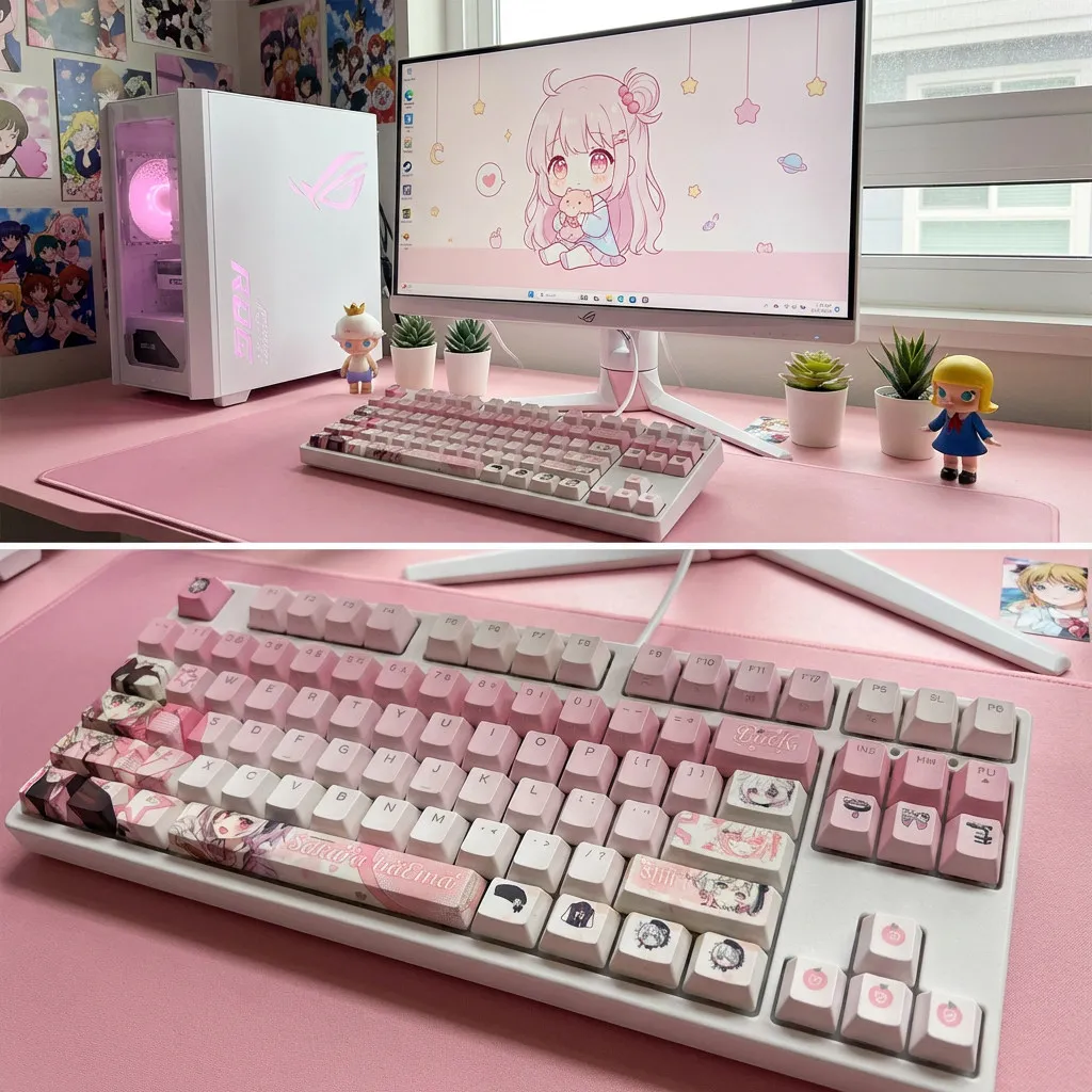 Sakuraba Ema 122 PBT Keycaps DYE Sublimation Magical Girl Key Cover Cherry Cross MX Switch Key Cap for Mechanical Keyboard Otaku