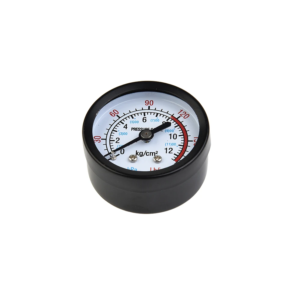 Air Compressor /Pressure Gauge 13mm 1/4 Thread /0-180 PSI 0-12Bar Manometer Balck+Silver /Iron Shell Replacement Tool Parts