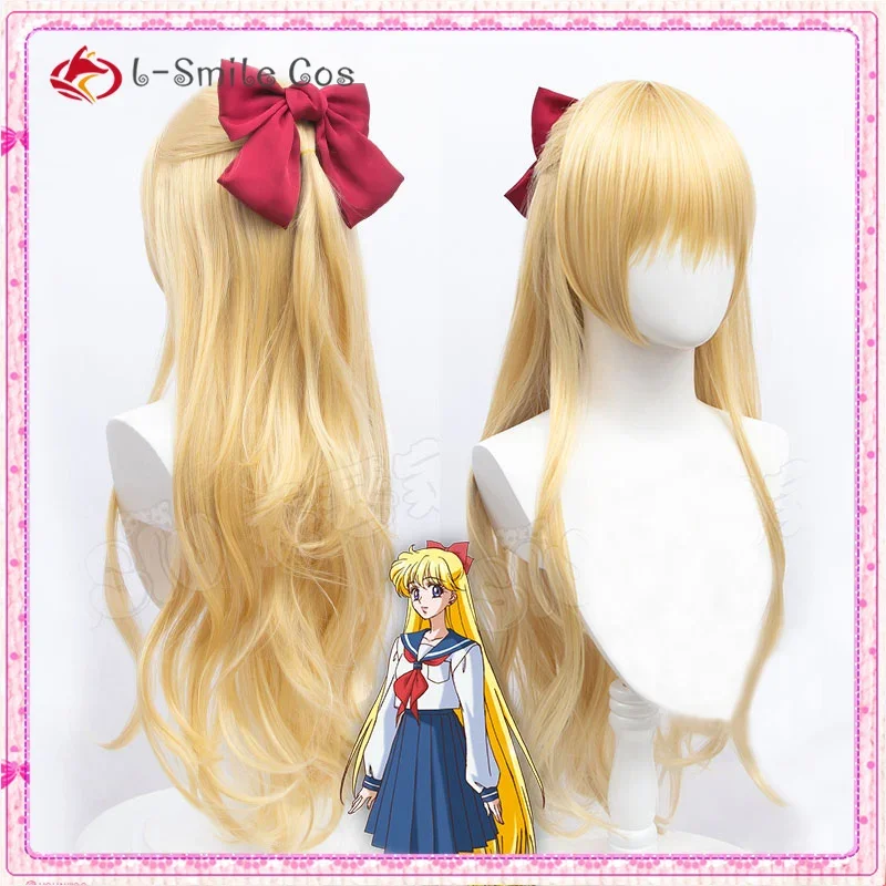 

Sailor Venus Cosplay Wigs Minako Aino Cosplay Wig Blonde Loose Wave Long Heat Resistant Synthetic Hair Wig + Wig Cap