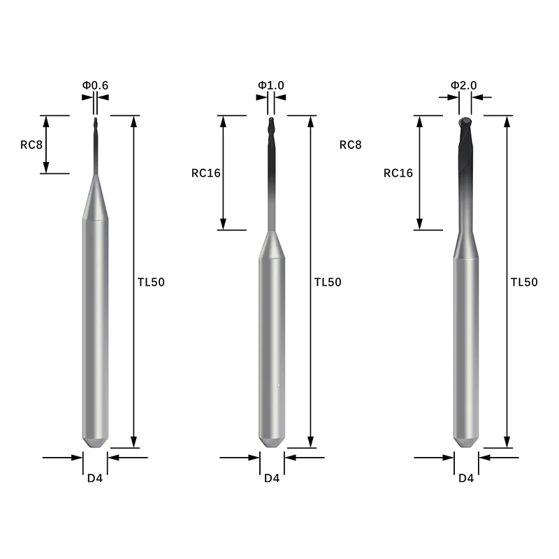 Dental Cad Cam Zirconia Wax PMMA Roland Tungsten Carbide CVD Milling Burs