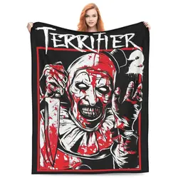 Terrifier 2 Movie Art The Clown Blanket Coral Fleece Plush Decoration Breathable Throw Blanket for Bedding Plush Thin Quilt