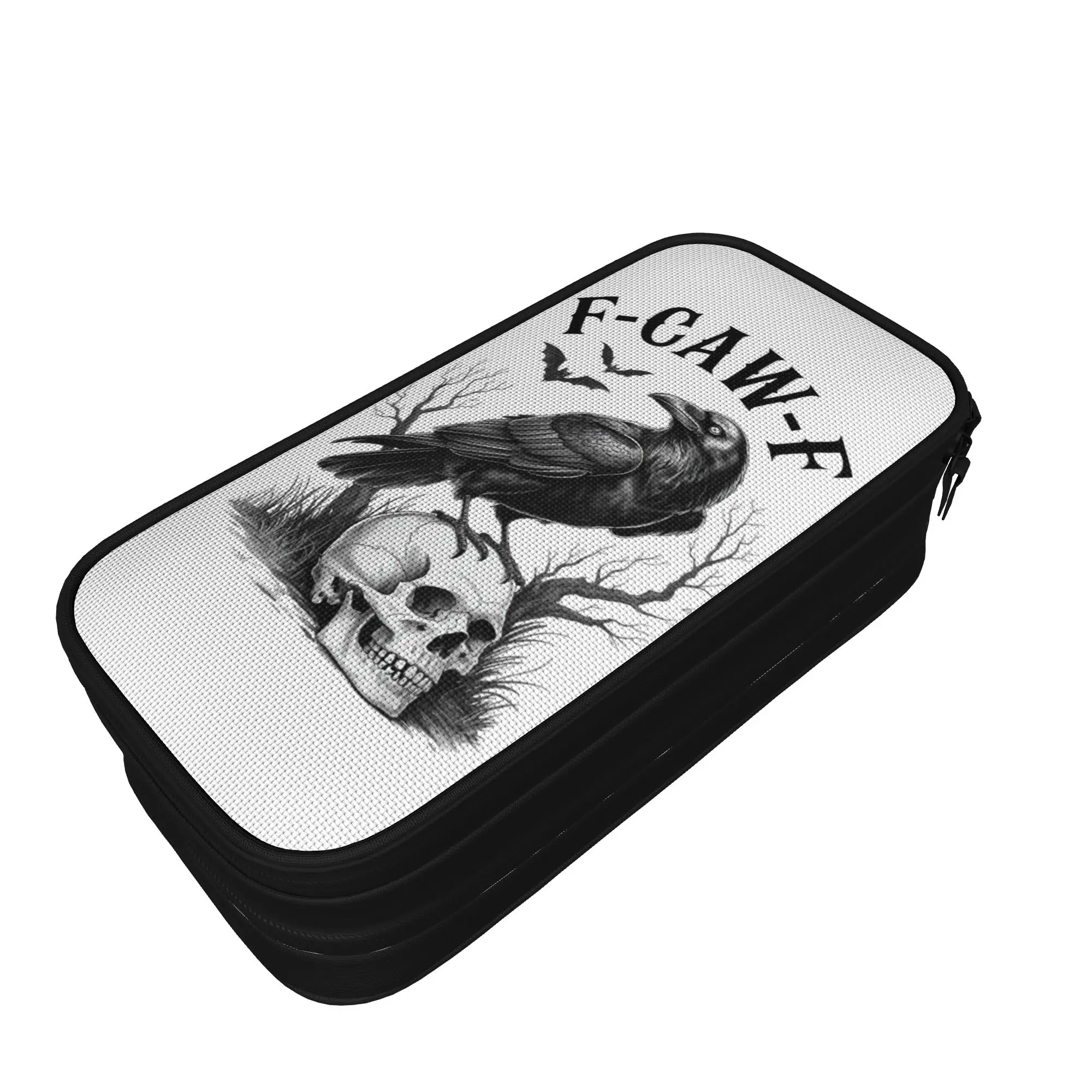Lovely F-Caw-F Funny Black Bird Crow Pencil Cases Dark Humor Pencilcases Pen Holder Student Large Storage Bags School Stationery