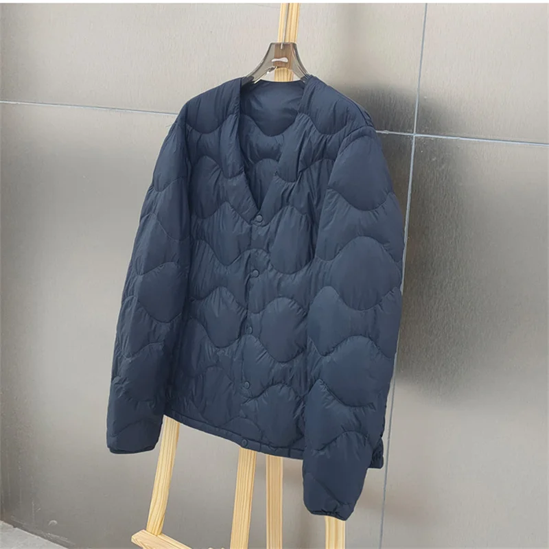 Veste en Duvet de Canard Blanc pour Homme, Parka Légère et Fine, Manteau Chaud à Simple Boutonnage, Courte et Surdimensionnée, pour l'Automne et l'Hiver