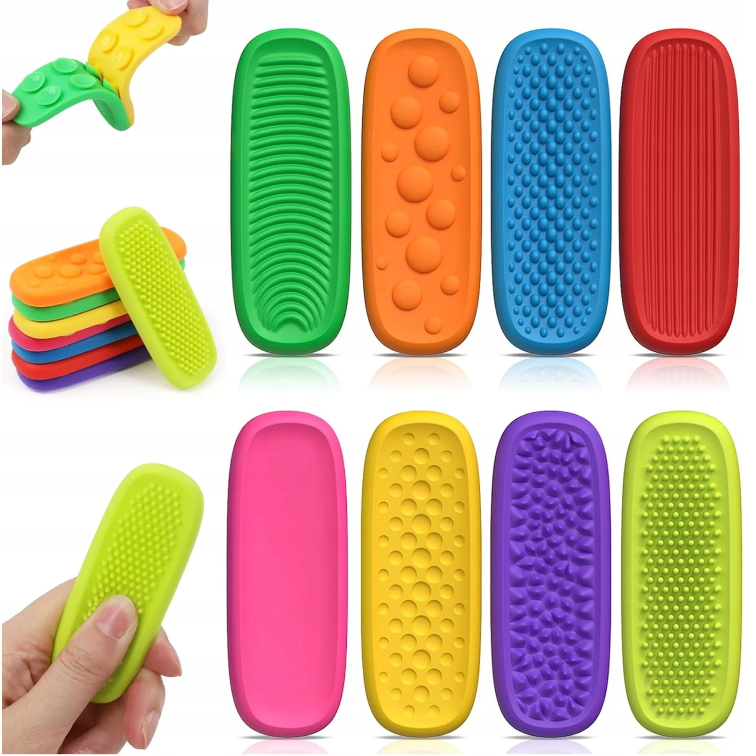 8pcs EDC Fidget Bar Silicone Sensory Stone Antistress Sensory Fidget Toys for Autism Stress Relief Toy for Kids Adults