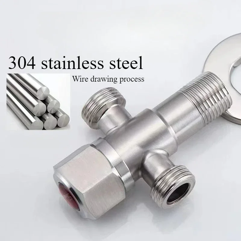 Bathroom accessories water inlet valve 304 stainless steel material, one inlet and double outlet G1/2 specification