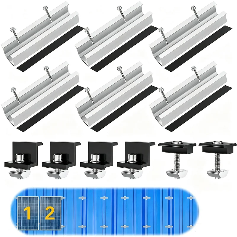 120mm U-Shaped For Solar Mounting Rail with End Clamps and Gasket Interface for Roof Photovoltaic Installations
