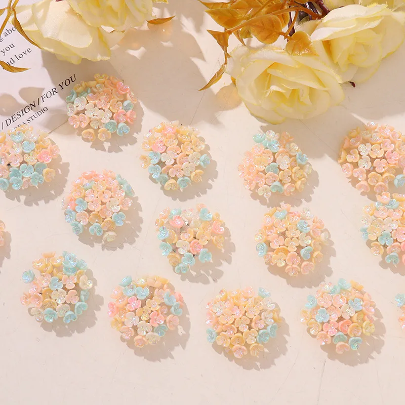 Crystal Pearl Beaded Baby Breath Seed Bead Cluster Shoe Charms for Jelly Clogs Summer Dopamine Macaron Color DIY