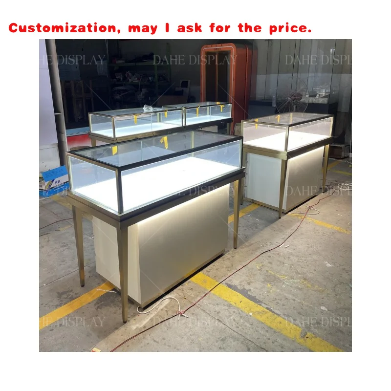 

custom.Luxury Style Glass Jewelry Showcase High Quality Stainless Steel Frame Round Showcases Jewelry