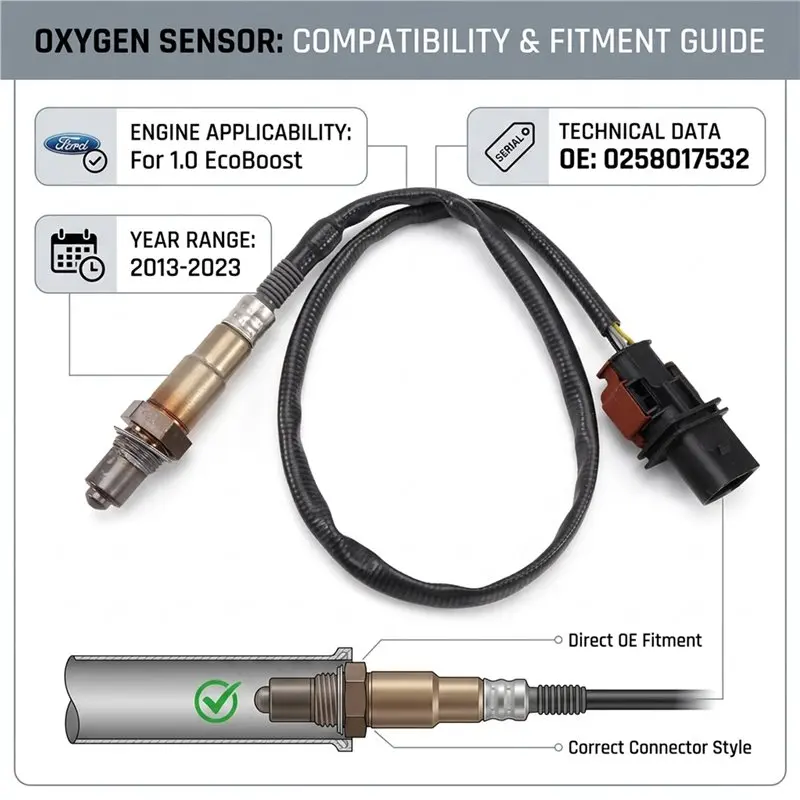 Front O2 Sensor Lambda Probe Oxygen 0258017532 H1B1-9Y460-Da Fit For Ford ECOSPORT FIESTA MK7 1.0 Ecoboost 2013-2023 2
