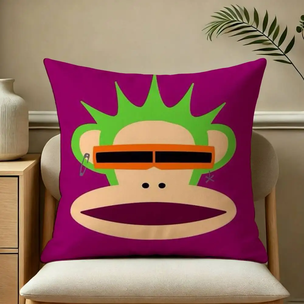 Vintage Cartoon Monkey Square Double-Sided printed Pillow Case Bedroom Bedside Pillow Sofa Cushion Cover