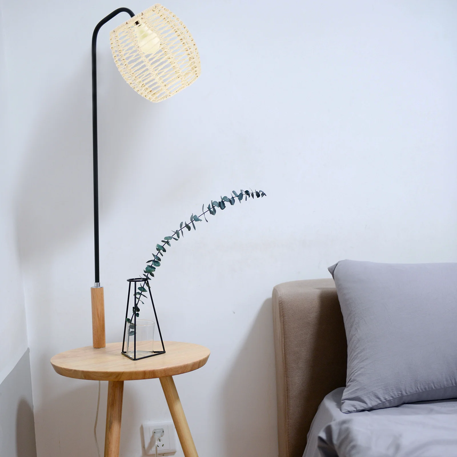 

Boho Lamp Shade Handwoven Pendant Light Cover Woven Iron and Paper Hanging Ceiling Light Shade for Kitchen Dining Living Room