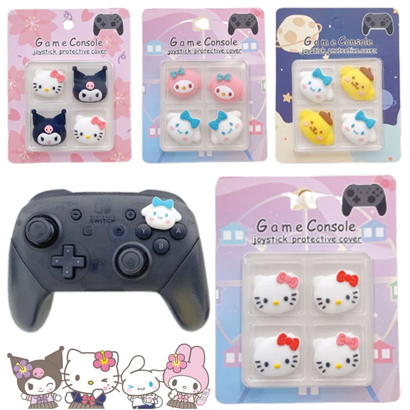 4 יחידות כיסוי גריפ לסטיק האגודל של Sanrio Hello Kitty עבור Nintendo Switch NS OLED Gamepad תיק סטיק האגודל מגן רך