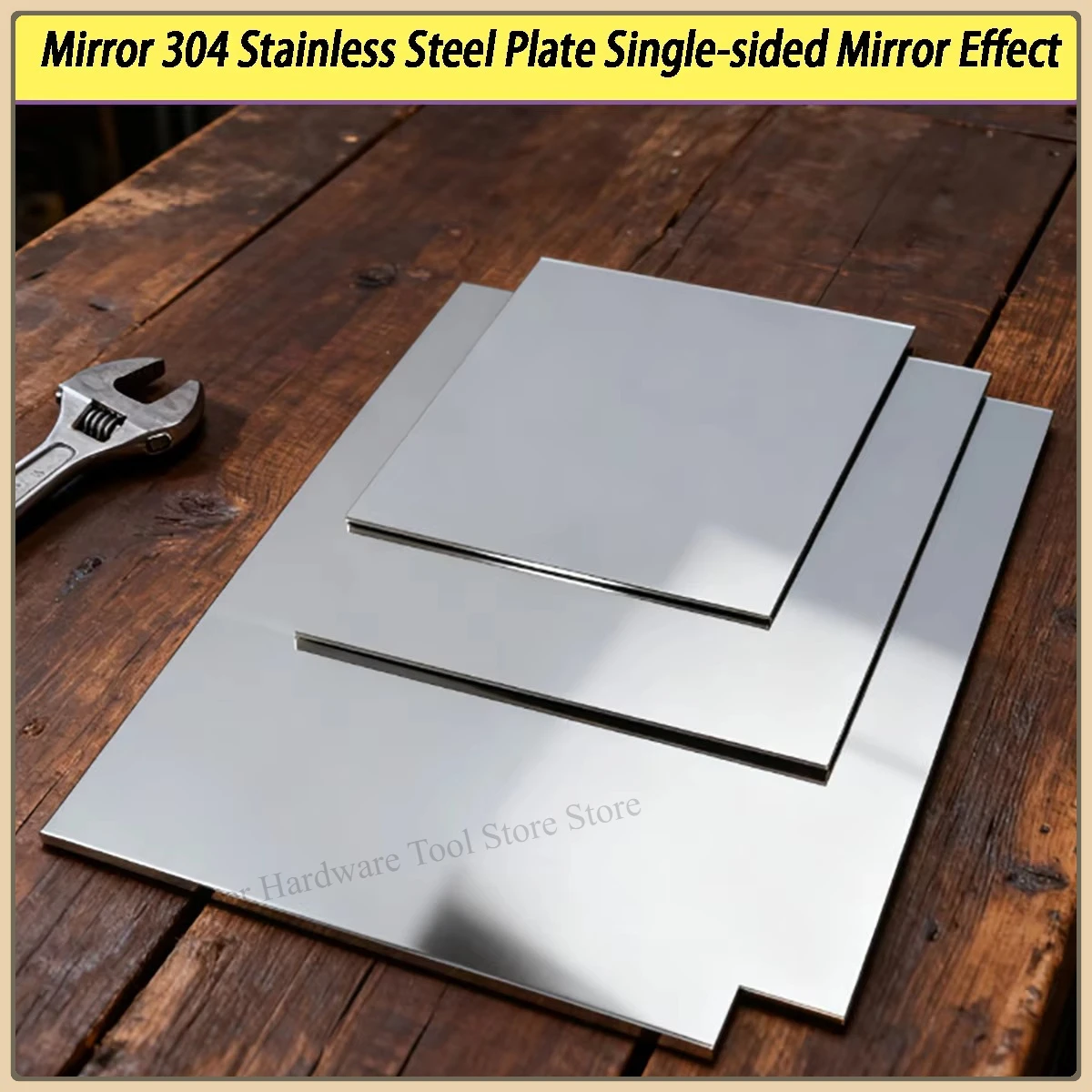 Mirror 304 Stainless Steel Plate Single-sided Mirror Effect DIY Stainless Steel Plate Film Protection Thickness 0.5mm-3mm
