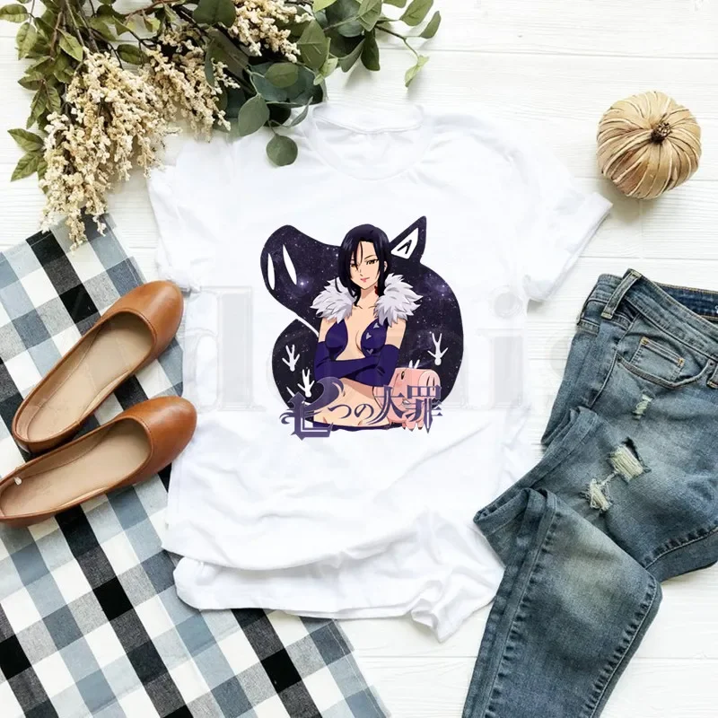 Anime Seven Deadly Sins Nanatsu No Taizai Meliodas Short Sleeve Female Tops Tees Harajuku VintageT Shirts Women\'s T-shirt