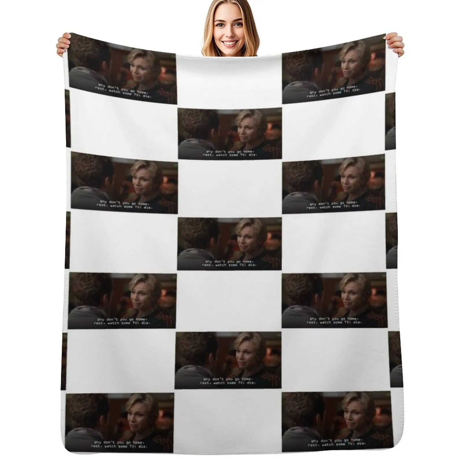 Glee - Sue Why don't you go home, rest, watch some tv, die. Throw Blanket Tourist Nap decorative Polar Quilt Blankets