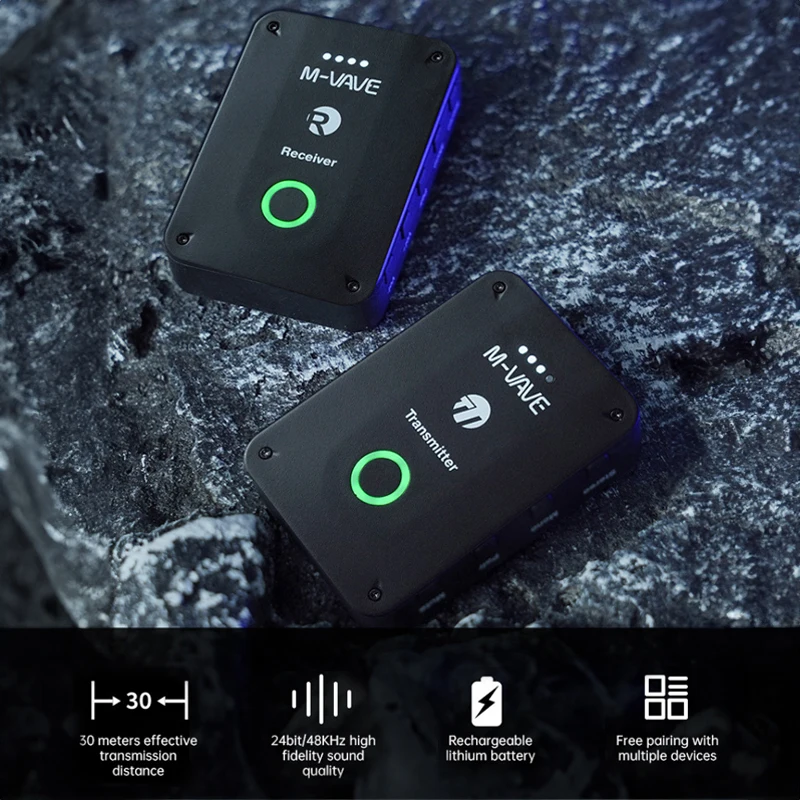 M-VAVE WP-9 2.4G Rechargeable Wireless Earphone Monitor Transmitter Receiver with Volume Support Stereo Mono Mute Function