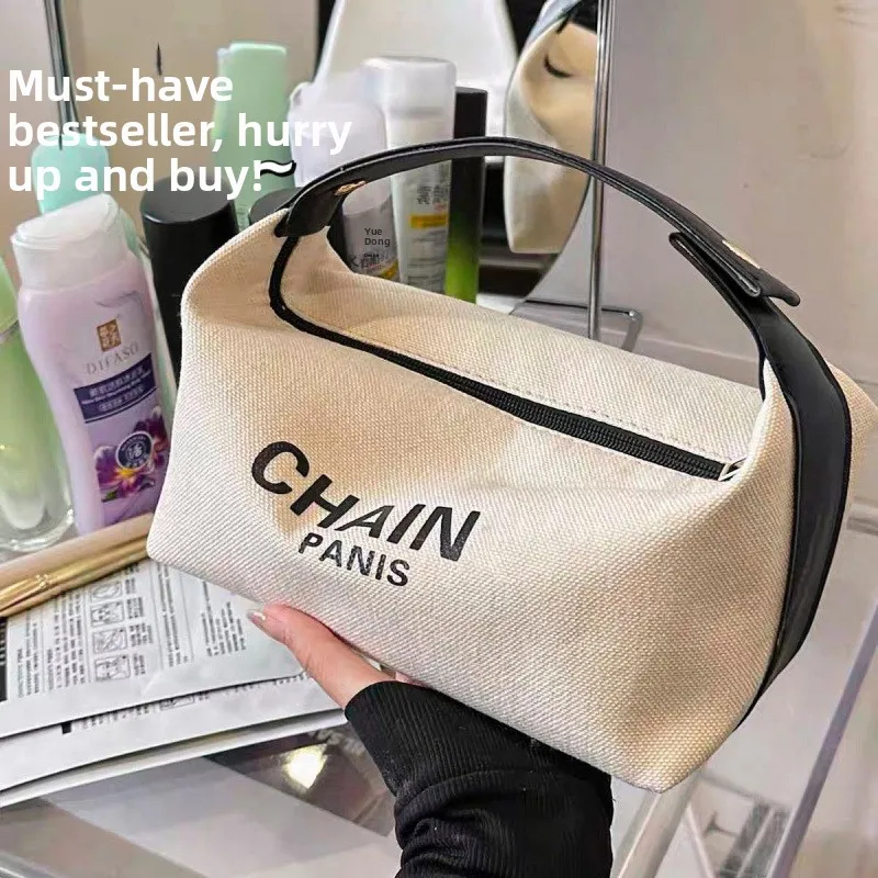 

2024 New Large Capaci Cosmetic Bag Portable High-End Travel Handbag Women's Storage Pouch Wa Bag Durable Canvas Material