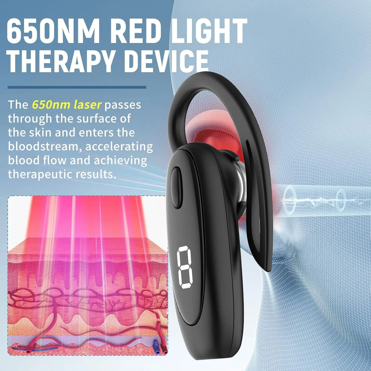 Earhook/Earplug Otitis Media Ear Laser 650NM Red Light Therapy Irradiation Ear Canal Laser Tinnitus Deafness Physiotherapy Meter