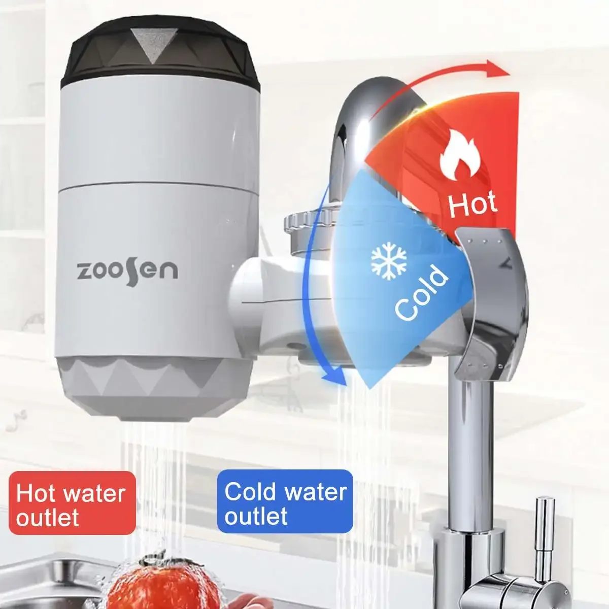 3000W 220V Stainless Steel Instant Electric Faucet Tap Heater - LED Display Hot Cold Kitchen Water Heater