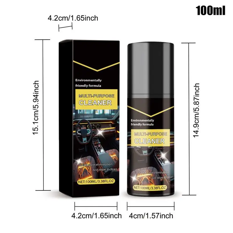 Removedor de suciedad de neumáticos en aerosol, limpiador de espuma multiusos para coches, 100ml, removedor de manchas interiores, aplicación multiusos para carrocería de coche