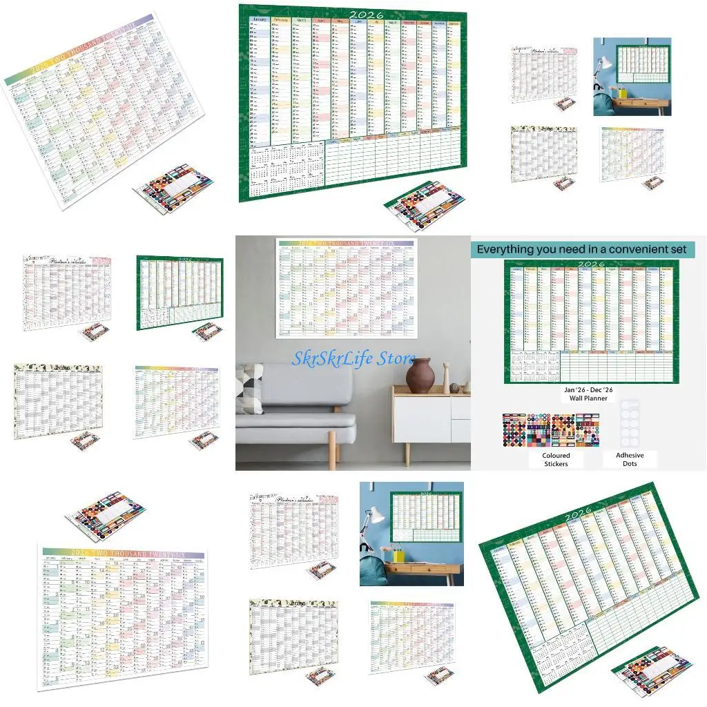 

E65E Modern 2026 English Wall Hanging Calendar With Thick Tear Resistant Paper Perfect For Language Practice Home Decoration