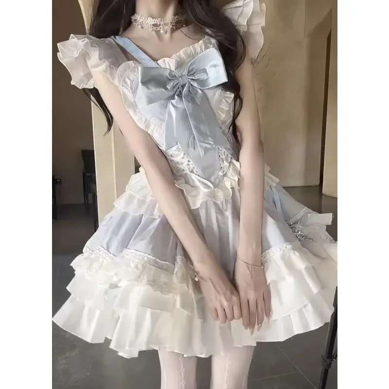 Vestido de princesa lolita para mujer, nuevo diseño original de Japón, dulce pajarita, boda, Verano